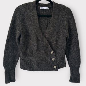 ZARA Surplice Knit Cardigan Sweater